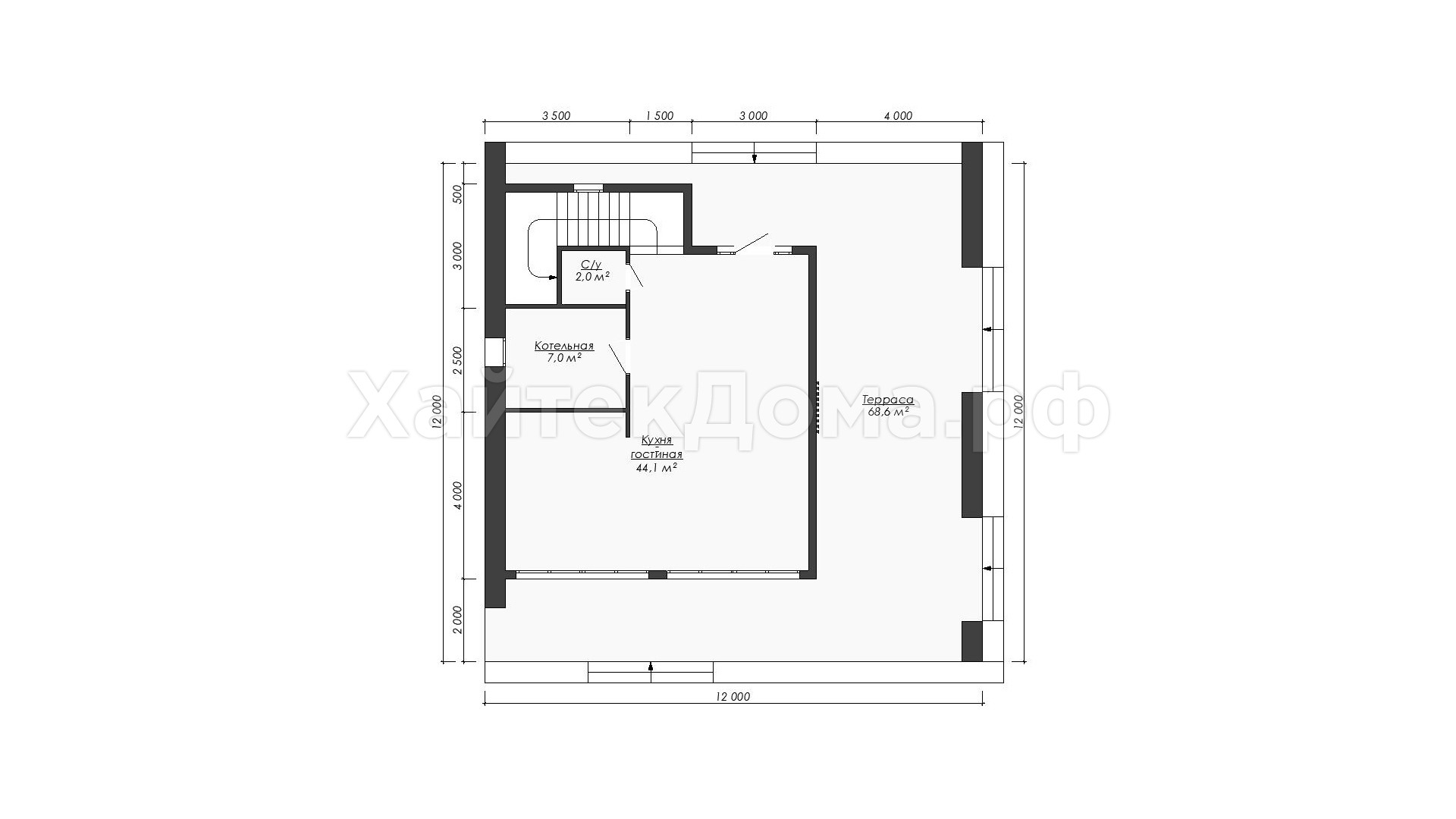 Планировка 1 этажа – Двухэтажный дом хай-тек 236 м²