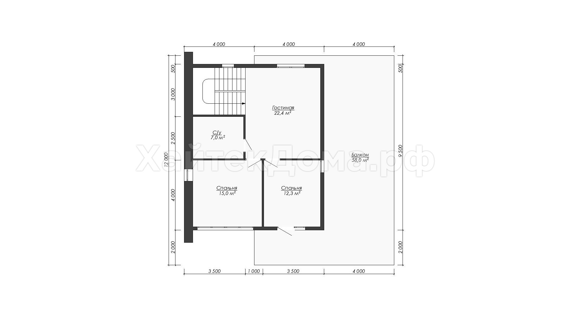 Планировка 2 этажа – Двухэтажный дом хай-тек 236 м²