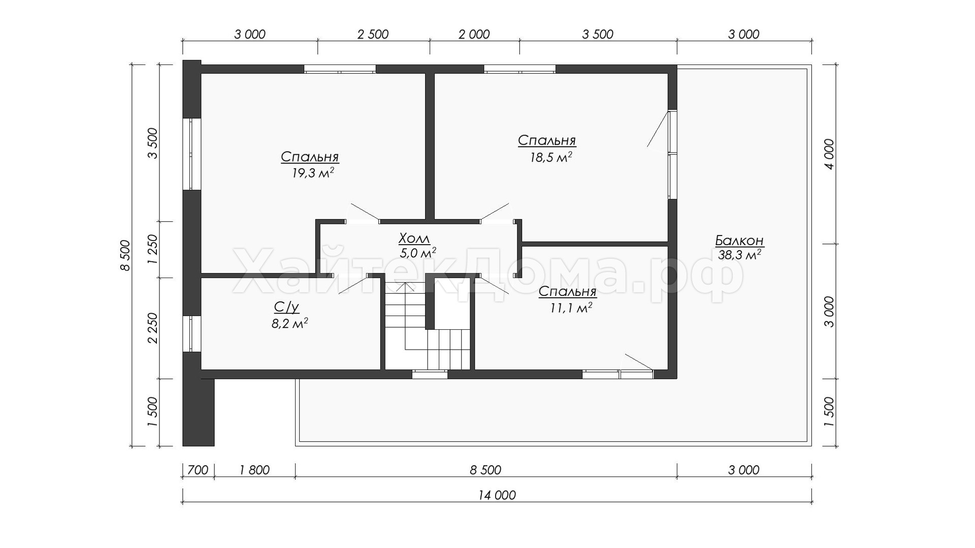 Планировка 2 этажа – Двухэтажный дом хай-тек 206 м²