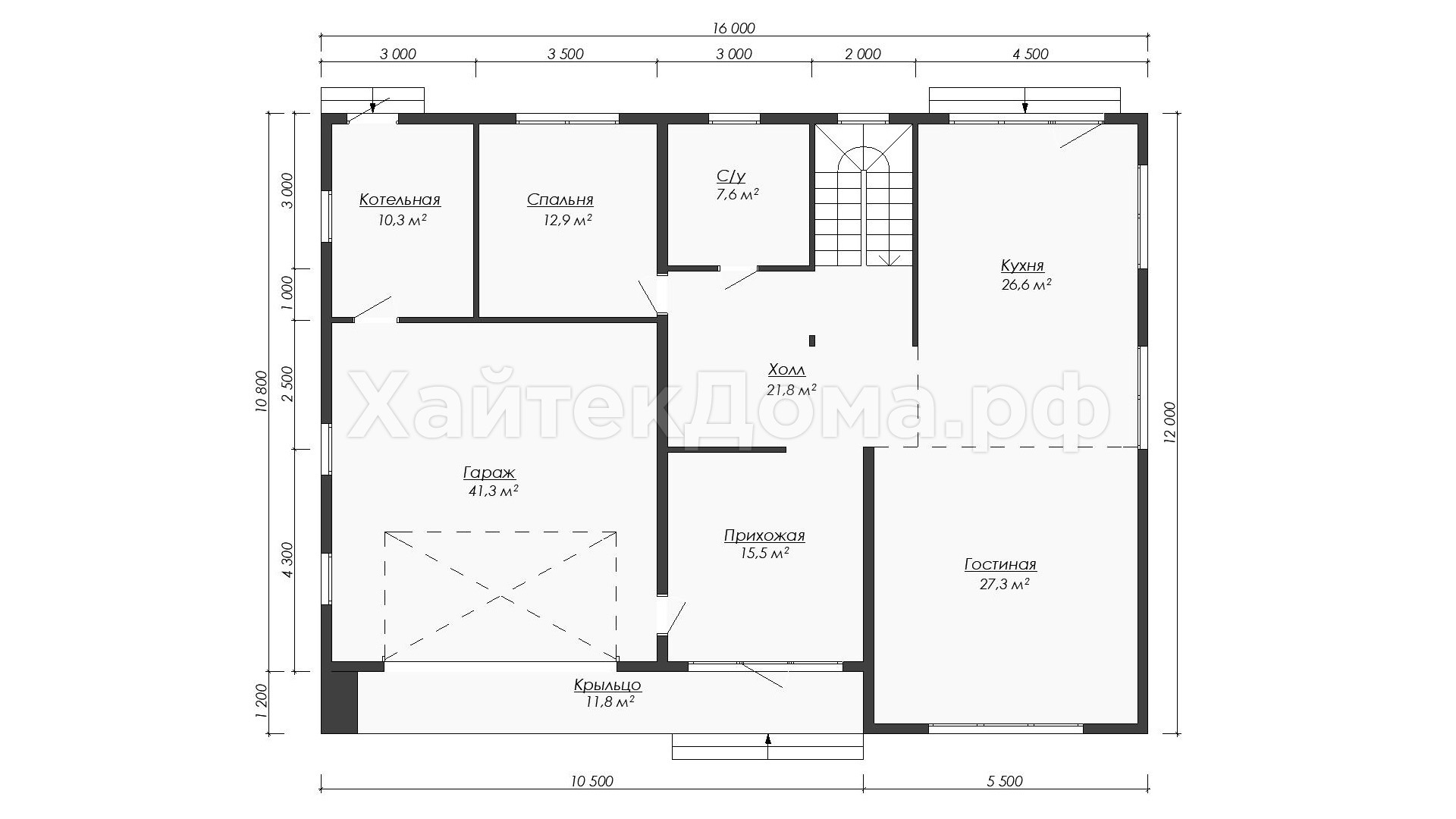Планировка 1 этажа – Двухэтажный дом хай-тек 346 м² с гаражом