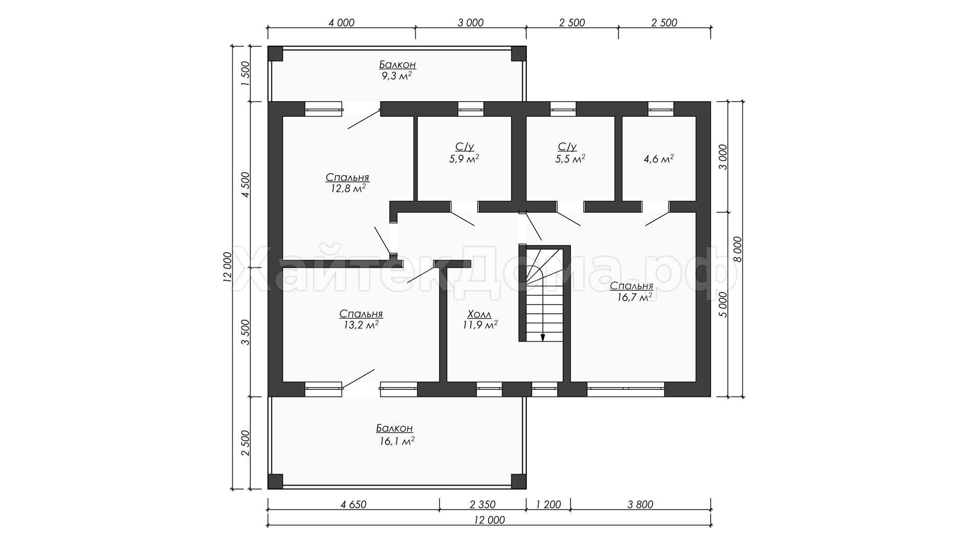 Планировка 2 этажа – Двухэтажный дом хай-тек 195 м²
