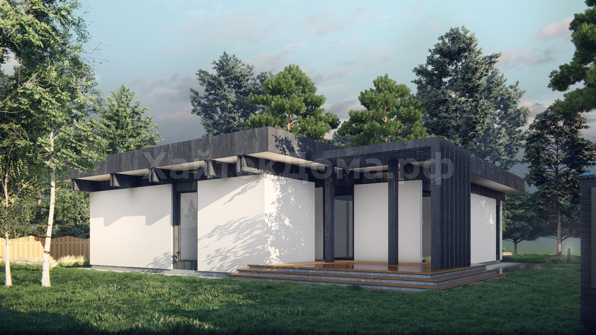 Дом хай-тек 185 м² для семьи с террасой