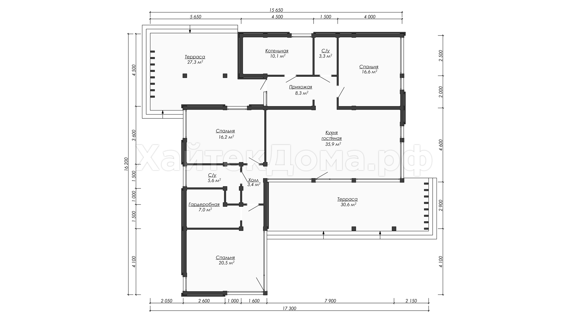 Планировка – Дом хай-тек 185 м² для семьи