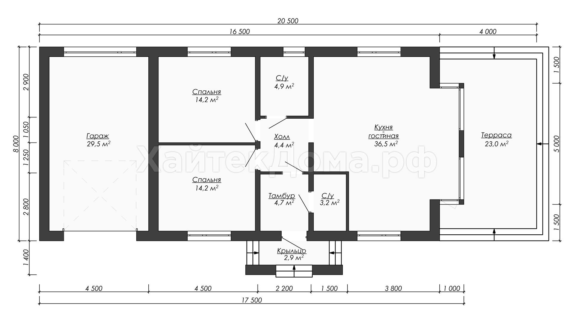 Планировка – Дом хай-тек 138 м² с гаражом